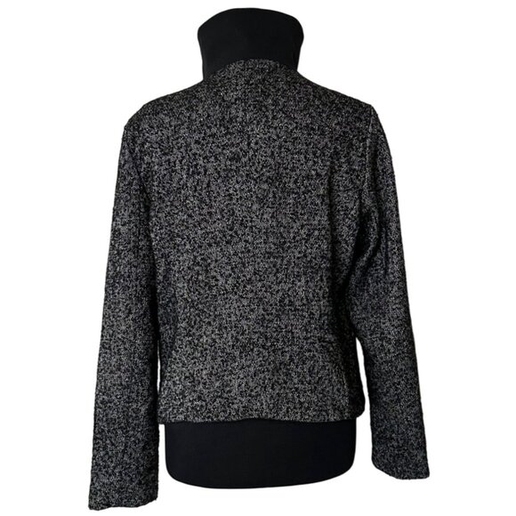 Women's GAP Black White Coat w/Zip Pockets Polyester Wool Blend Size L (READ) - Picture 2 of 16